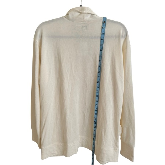 NWT J Crew Factory size Large Cream Modal Knit Open Front Wrap Cardigan Work New - Picture 3 of 9